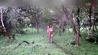 Two hot and sexy Desi aunty bathing in a outdoor under rain together
