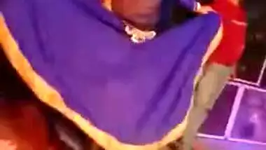 Two slim Desi teens seductively dance during XXX show under the tent