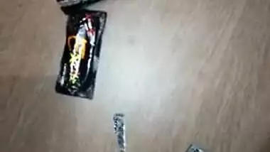 Hubby films Desi wife's XXX hot underwear blown all over the room
