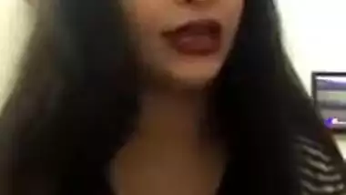 Cute desi babe with sexy clevage chatting to fans