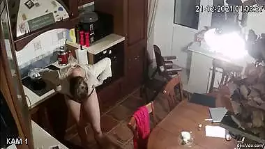 Couple fucks in the kitchen room