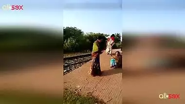 Milf aunty stripping and show pussy in the middle of the railway station