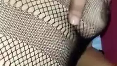 Hot Desi babe in fishnet dress has her pussy XXX rubbed by lover